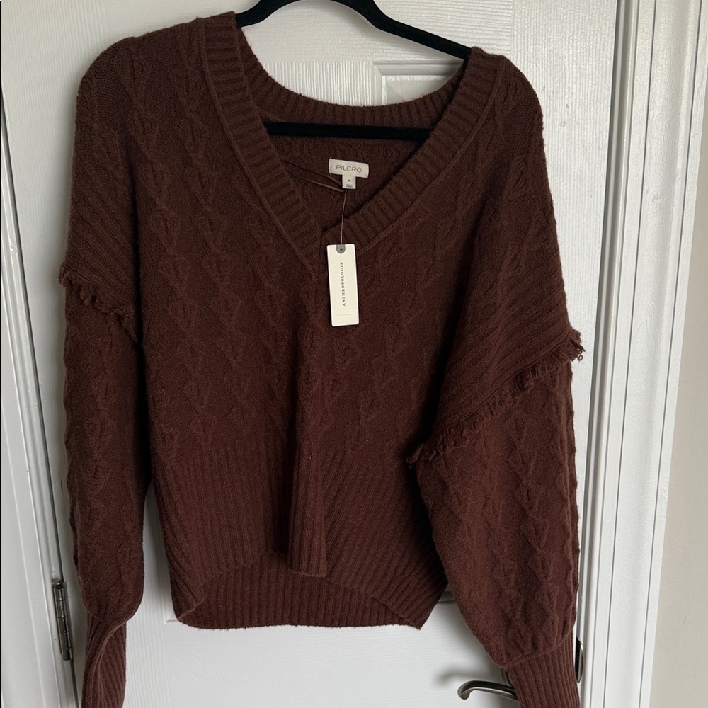 Anthropologie Brown V-Neck Sweater
